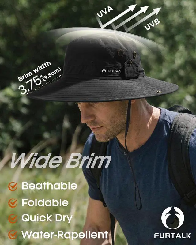 Alt view image 3 of 6 - Sun Hats for Men Fishing Hat UPF Protection Wide Brim Bucket Hat