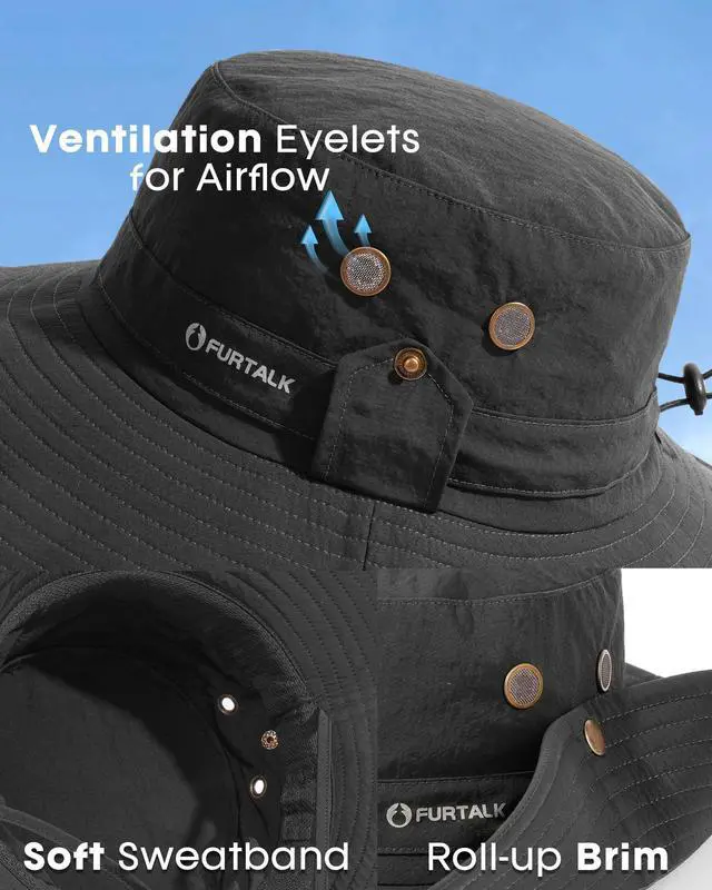 Alt view image 4 of 6 - Sun Hats for Men Fishing Hat UPF Protection Wide Brim Bucket Hat