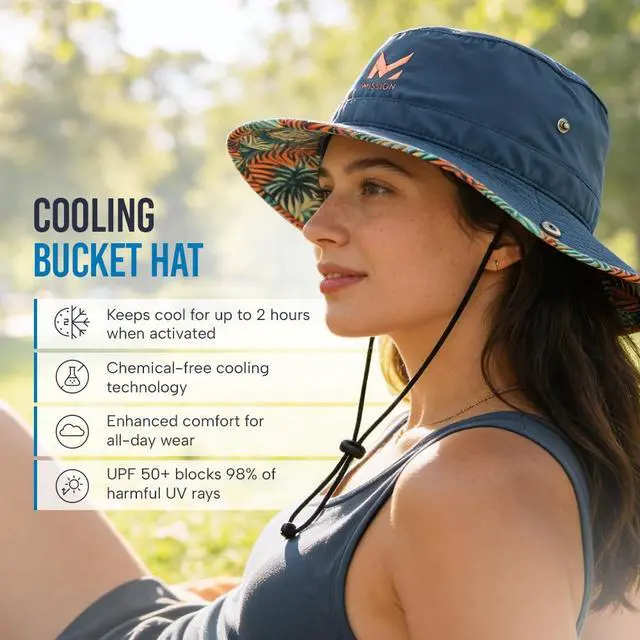 Alt view image 2 of 7 - Cooling UPF Bucket Hat - Unisex Sun Hat for Hiking, Golfing & Fishing - Sweat & Water Activated Technology