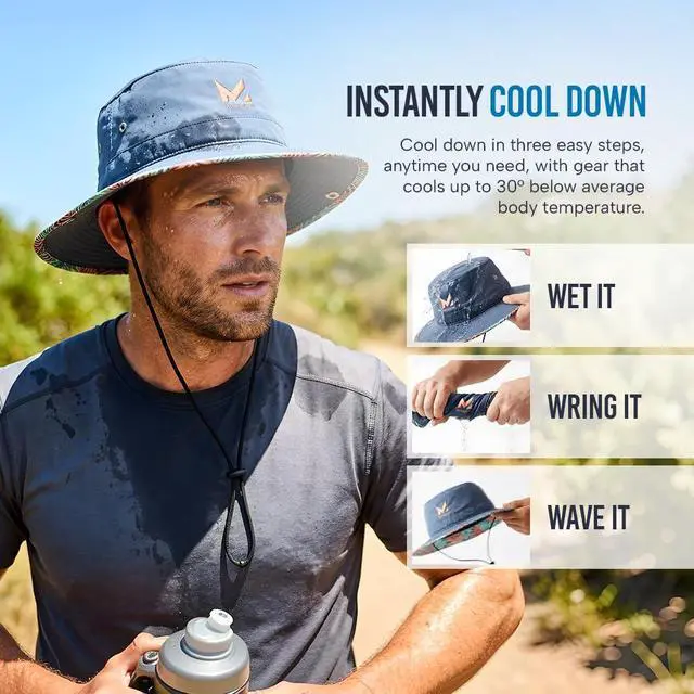 Alt view image 5 of 7 - Cooling UPF Bucket Hat - Unisex Sun Hat for Hiking, Golfing & Fishing - Sweat & Water Activated Technology