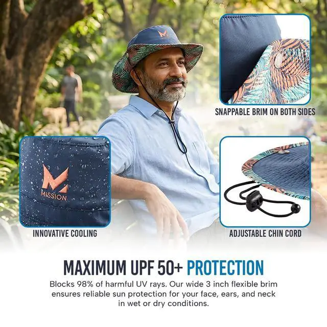 Alt view image 4 of 7 - Cooling UPF Bucket Hat - Unisex Sun Hat for Hiking, Golfing & Fishing - Sweat & Water Activated Technology