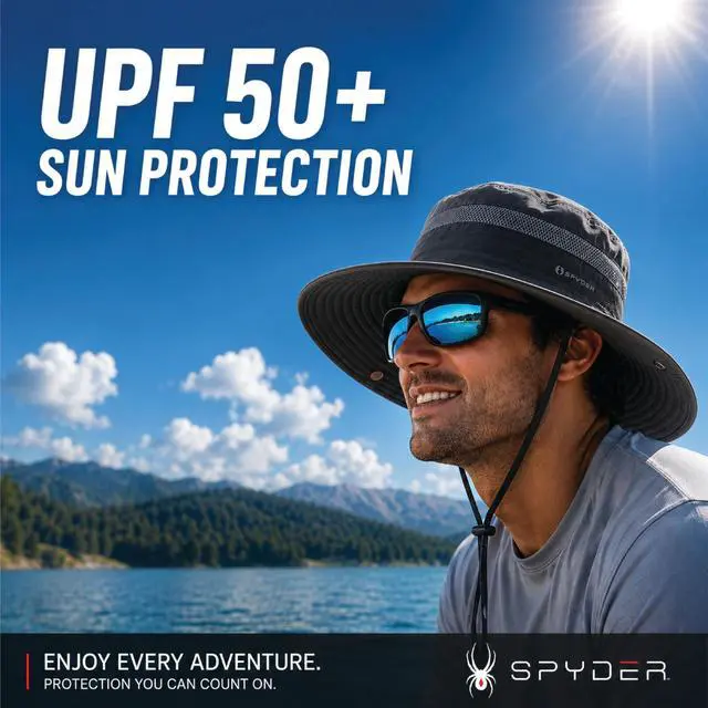 Alt view image 3 of 7 - Mens Boonie Hat - UPF 50+ Wide Brim Cooling Fishing Bucket Hat