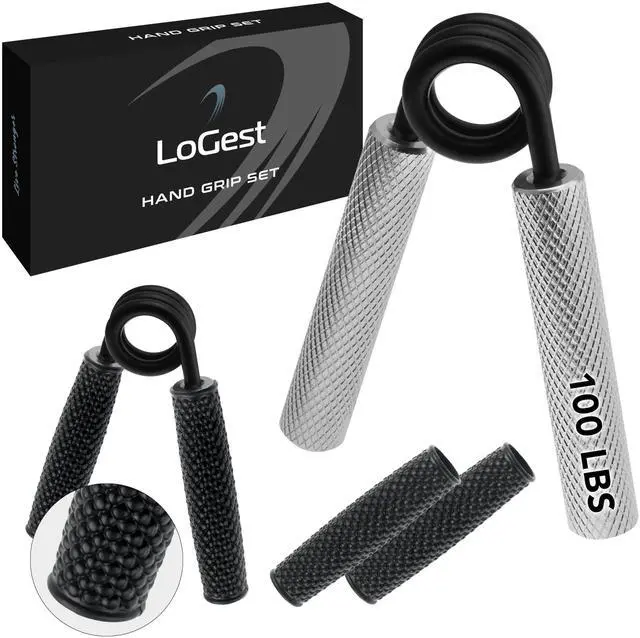 Main image of Metal Hand Grip Strengthener 100LB-350LB No Slip Heavy-Duty Grip Strengthener with Gift Box, Great Wrist & Forearm Hand Exerciser, Home Gym, Hand Gripper Grip Strength Trainer (Silver - 100LB)
