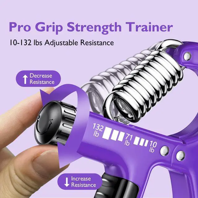 Alt view image 2 of 6 - Grip Strengthener Forearm Strengthener, Adjustable Hand Grip for Strength Training & Rehabilitation, 10-132 lbs Resistance, Ideal for Athletes and Physical Therapy (1 Piece Purple)