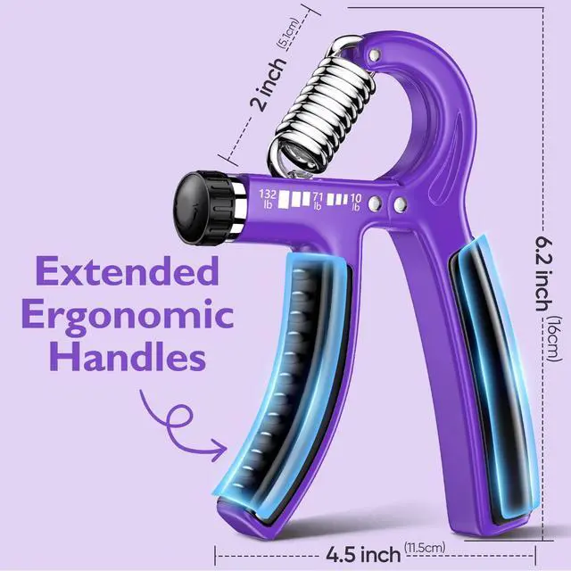 Alt view image 3 of 6 - Grip Strengthener Forearm Strengthener, Adjustable Hand Grip for Strength Training & Rehabilitation, 10-132 lbs Resistance, Ideal for Athletes and Physical Therapy (1 Piece Purple)