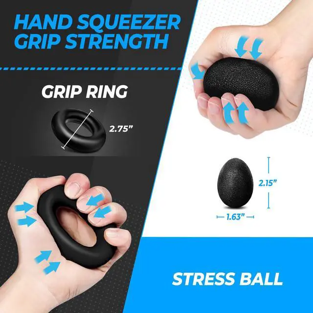 Alt view image 3 of 6 - Grip Strength Trainer (5 Pack), Forearm Strengthener, Hand Strengthening Devices, Hand Exercisers for Strength, Finger Strengthener, Wrist Exerciser, Baseball Climbing Calisthenics Basketball