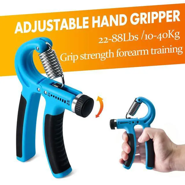 Alt view image 2 of 7 - Grip Strength Trainer 7 Pack Adjustable Hand Gripper, Finger Stretcher Resistance Extensor Bands, Finger Exerciser, Grip Strength Ring & Stress Ball, Hand Grip Strengthener, Blue