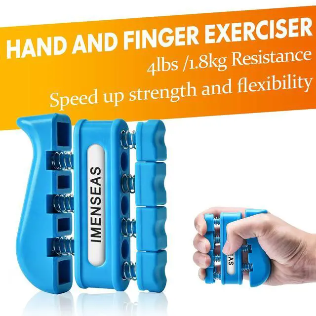 Alt view image 3 of 7 - Grip Strength Trainer 7 Pack Adjustable Hand Gripper, Finger Stretcher Resistance Extensor Bands, Finger Exerciser, Grip Strength Ring & Stress Ball, Hand Grip Strengthener, Blue