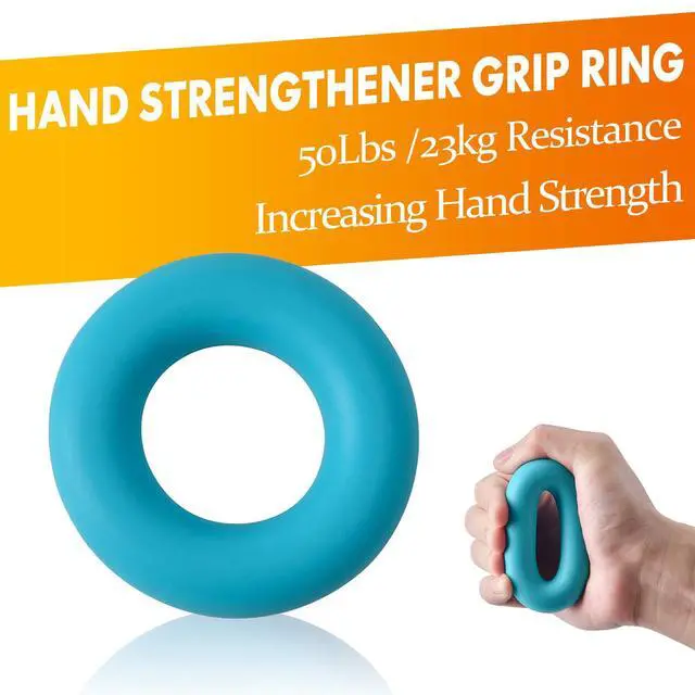 Alt view image 5 of 7 - Grip Strength Trainer 7 Pack Adjustable Hand Gripper, Finger Stretcher Resistance Extensor Bands, Finger Exerciser, Grip Strength Ring & Stress Ball, Hand Grip Strengthener, Blue