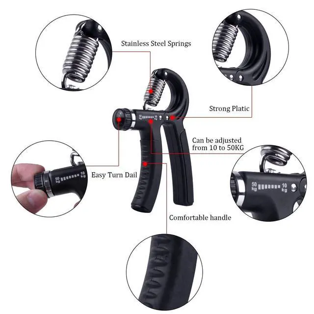 Alt view image 4 of 7 - 2 Pack Hand Grip Strengthener Adjustable Resistance 22-110 Lbs (10-50kg) -Hand Grip Exerciser, Strengthen Grip, Hand Squeezer, Forearm Grip, Hand Exercise, Gripper, Finger Strengthener
