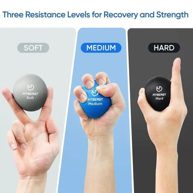 Alt view image 4 of 6 - Grip Strength Trainer, Finger Exerciser, Stress Balls for Adults, Hand Therapy for Strength, Recovery & Stress Relief, Forearm Strengthener for Men, Women & Seniors (6-Piece Cool Tones)