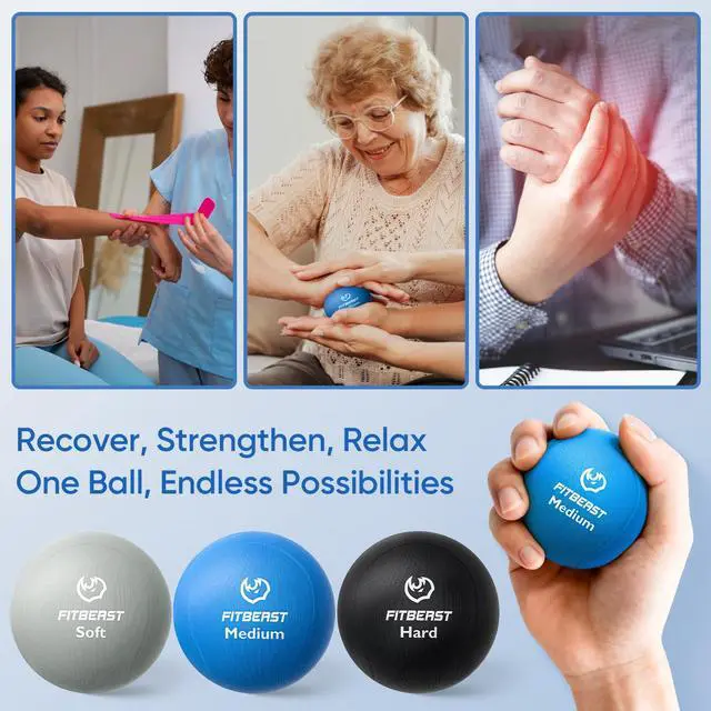 Alt view image 5 of 6 - Grip Strength Trainer, Finger Exerciser, Stress Balls for Adults, Hand Therapy for Strength, Recovery & Stress Relief, Forearm Strengthener for Men, Women & Seniors (6-Piece Cool Tones)