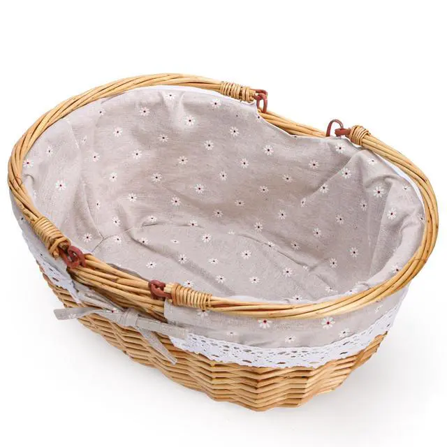 Alt view image 4 of 7 - Wicker Picnic Basket with Handle, Large Empty Gift Basket to Fill, Open Top Market Harvest Baskets for Garden, Fruit, Candy, Wine, Easter Egg Gathering, Wedding, Vegetables