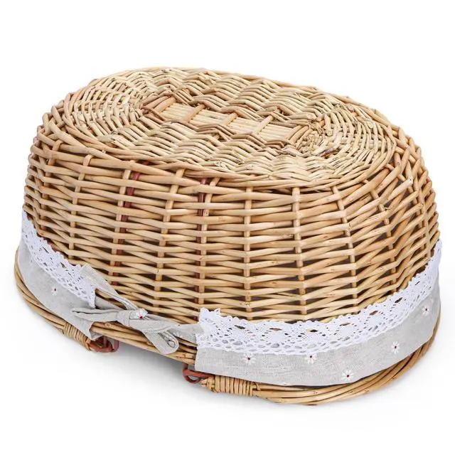 Alt view image 5 of 7 - Wicker Picnic Basket with Handle, Large Empty Gift Basket to Fill, Open Top Market Harvest Baskets for Garden, Fruit, Candy, Wine, Easter Egg Gathering, Wedding, Vegetables