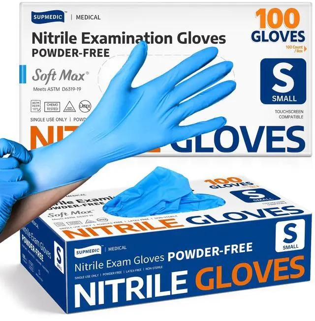 Main image of Soft Max Medical Nitrile Exam Gloves Powder-Free Blue 100 Pcs (S)