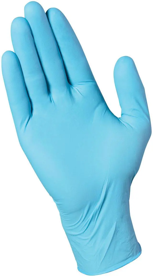 Main image of Nitrile Disposable Gloves, Non-Sterile, One Size Fits Most, Tear & Puncture Resistant, 9.5-Inch Length with Beaded Cuff, 80 Count, Blue
