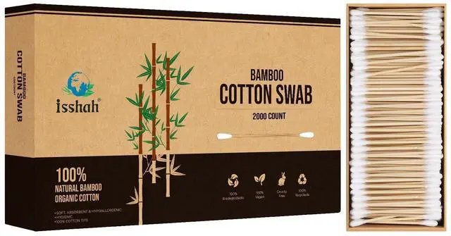 Main image of Natural Bamboo Cotton Swabs - Double Tips - 2000 Count