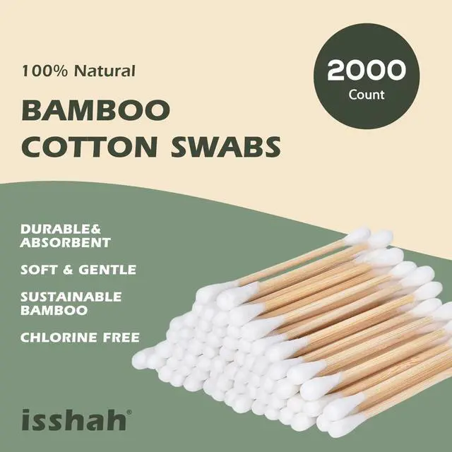 Alt view image 2 of 7 - Natural Bamboo Cotton Swabs - Double Tips - 2000 Count