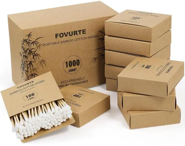 Main image of Bamboo Cotton Swabs 1000 Count - Natural Cotton Swab with Round Head Tips, Double Tipped Ear Sticks, Wooden Cotton Buds for Cleaning Travel Makeup