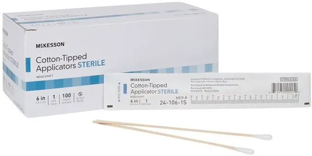Main image of Cotton Tipped Applicator, Long Sterile Medical Swabs, 6 in, 100 ct