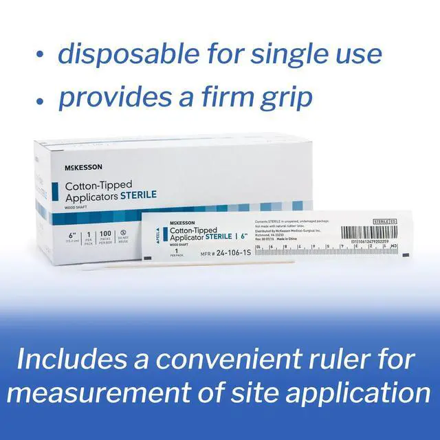 Alt view image 2 of 7 - Cotton Tipped Applicator, Long Sterile Medical Swabs, 6 in, 100 ct