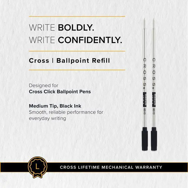Alt view image 6 of 7 - Ballpoint Pen Refill - Black - Medium - 2-Pack - Refill for Consistent Ink Flow - Quick-Drying &