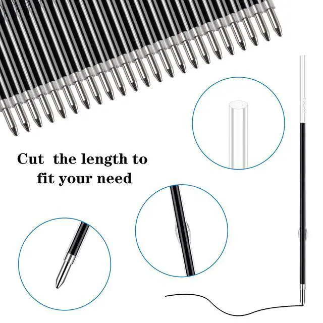 Alt view image 3 of 7 - 100Pcs Ink Pen Refills Replaceable, 0.7mm Black Ballpoint Pen Refill