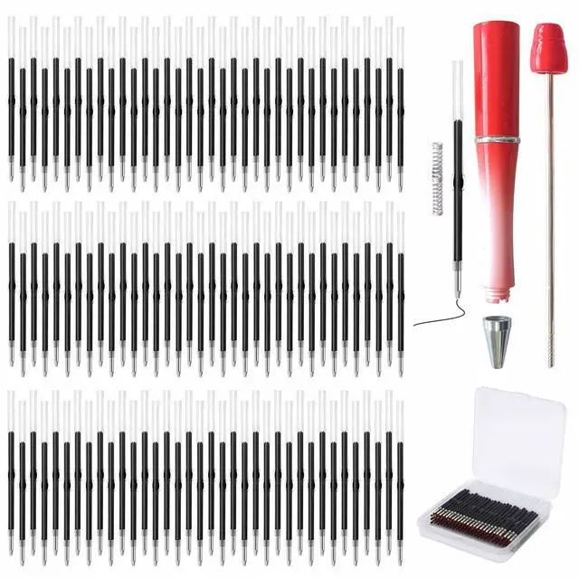 Main image of 100 Pack Beadable Pens Refills Bulk - Black Ink Ballpoint Pen Refill, Smooth Writing Ink Refills for DIY Pen Making, Beaded Pens Supplies with Storage Box for DIY Lovers, Teachers