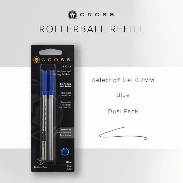 Alt view image 2 of 7 - Selectip Gel Rollerball Pen Refill, Dual Pack, Blue Ink, 0.4mm