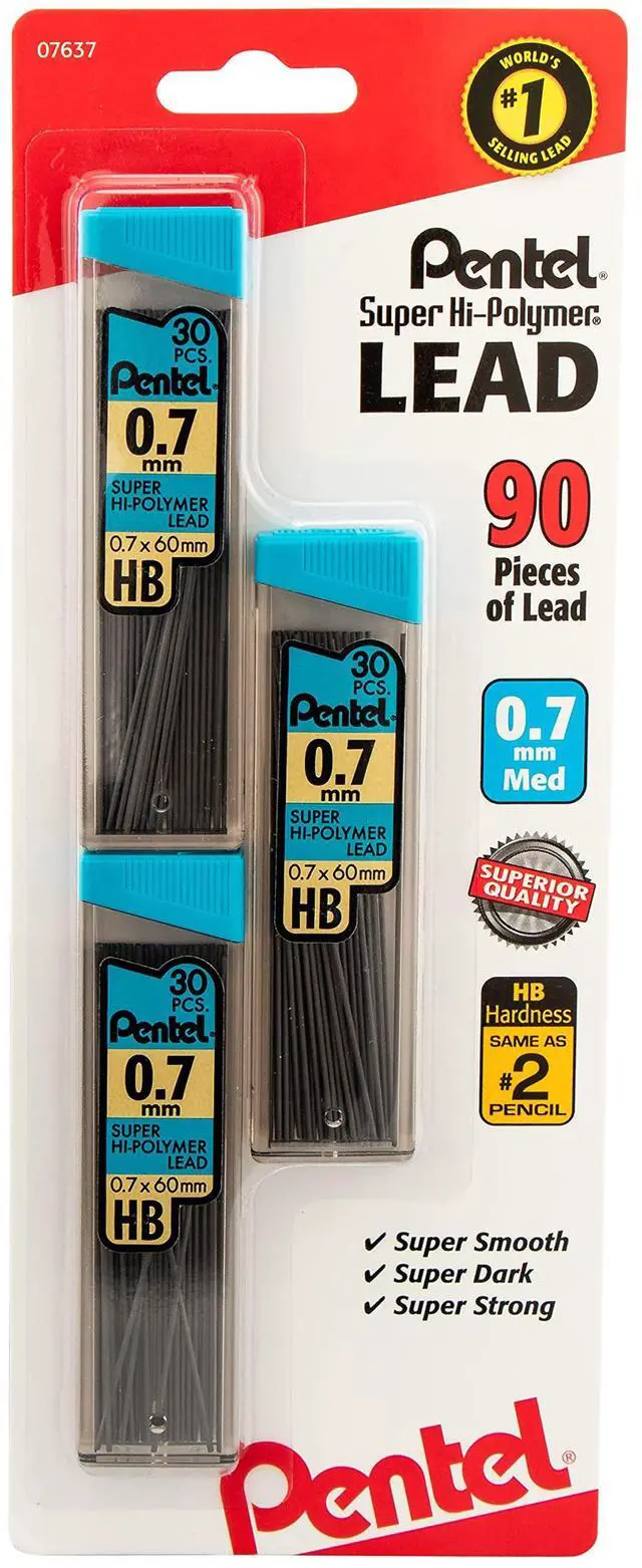 Main image of C27BPHB3K6 Super Hi-Polymer Lead Refills, 0.7mm, HB, Black, 30 per Tube (Pack of 3 Tubes)