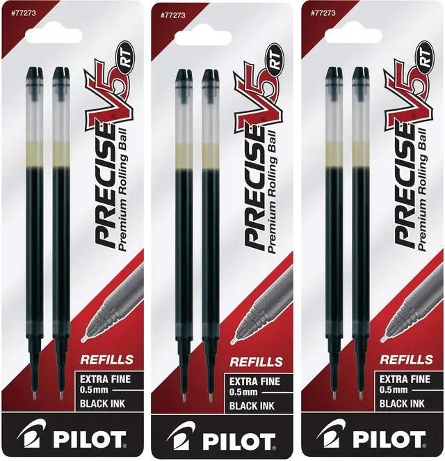 Main image of Precise V5 RT Liquid Ink Refills, Extra Fine Point 0.5 mm, Black, Pack of 6