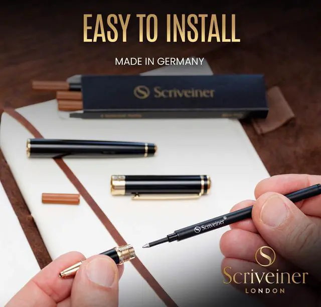 Alt view image 4 of 7 - Rollerball Refill Black Fine - 4 Rollerball Refills Designed for Scriveiner Pens - Safety Ceramic Non Dry Roller Pen Refill F - Schmidt 888 Size Made in Germany