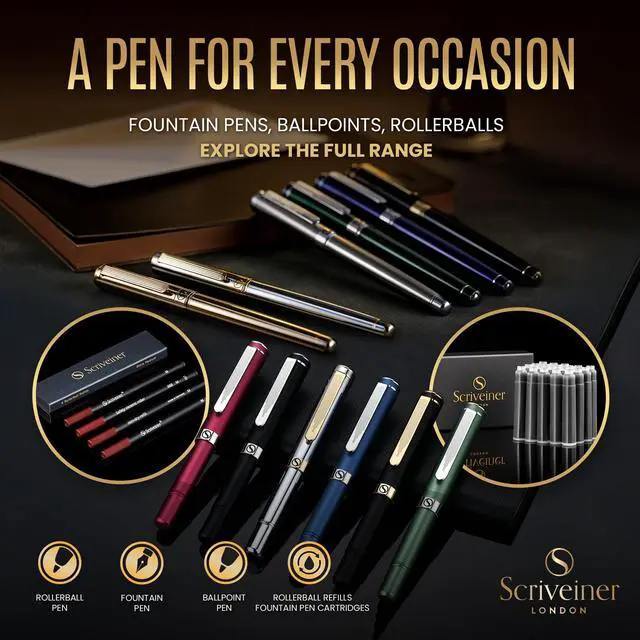 Alt view image 7 of 7 - Rollerball Refill Black Fine - 4 Rollerball Refills Designed for Scriveiner Pens - Safety Ceramic Non Dry Roller Pen Refill F - Schmidt 888 Size Made in Germany