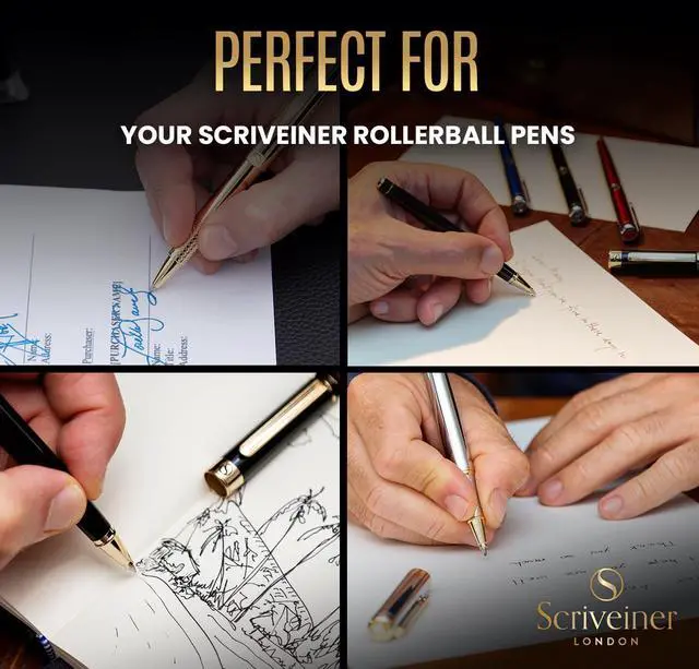 Alt view image 6 of 7 - Rollerball Refill Black Fine - 4 Rollerball Refills Designed for Scriveiner Pens - Safety Ceramic Non Dry Roller Pen Refill F - Schmidt 888 Size Made in Germany