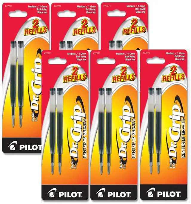 Main image of Dr. Grip Center of Gravity Ballpoint Pen Refills, Medium Point, Black Ink, 6 Packs of 2 Refills (12 Refills Total) Check Compatibility First