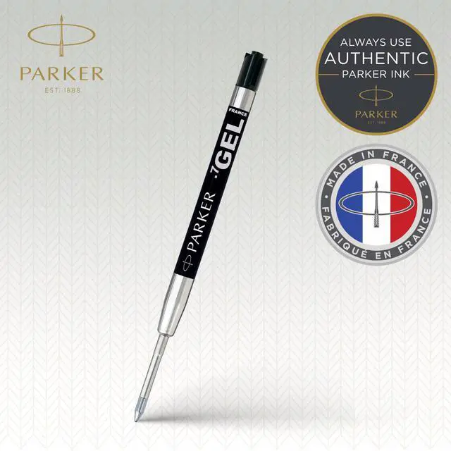 Alt view image 2 of 7 - Refill for Parker Retractable Gel Ink Roller Ball Pens, Medium Conical Tip, Black Ink, 2/Pack