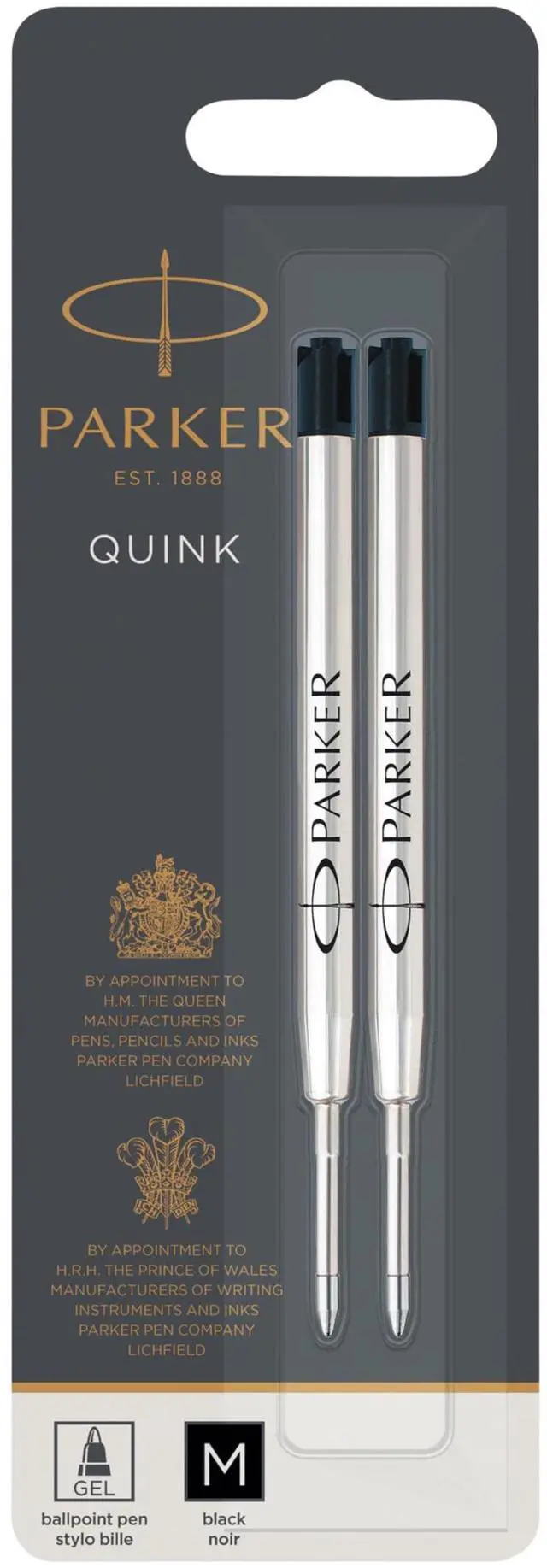 Alt view image 7 of 7 - Refill for Parker Retractable Gel Ink Roller Ball Pens, Medium Conical Tip, Black Ink, 2/Pack