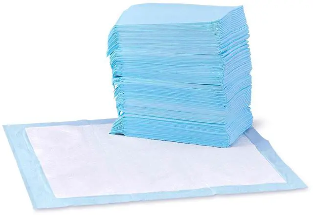 Main image of Leak-Proof Dog and Puppy Potty Training Pee Pads with Quick-Dry 5-Layer Super Absorbent Design, Regular Size 22 x 22 inch, Blue & White, 100 Count