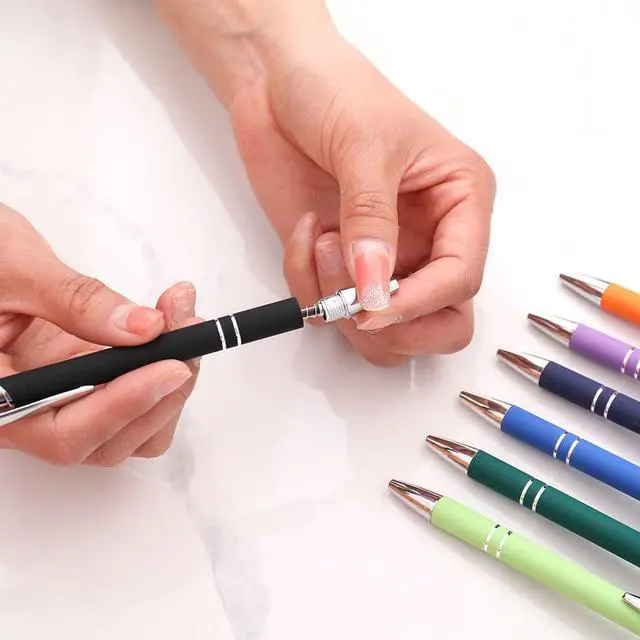Alt view image 4 of 6 - Ballpoint Pen with Stylus Tip, Soft Touch Click Pen, 2 in 1 Metal Pens, Medium Point(Black refills - 20 pcs)