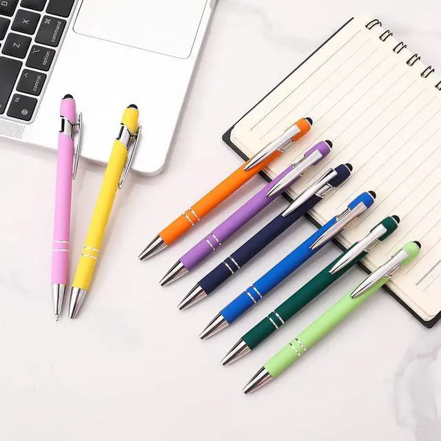 Alt view image 6 of 6 - Ballpoint Pen with Stylus Tip, Soft Touch Click Pen, 2 in 1 Metal Pens, Medium Point(Black refills - 20 pcs)