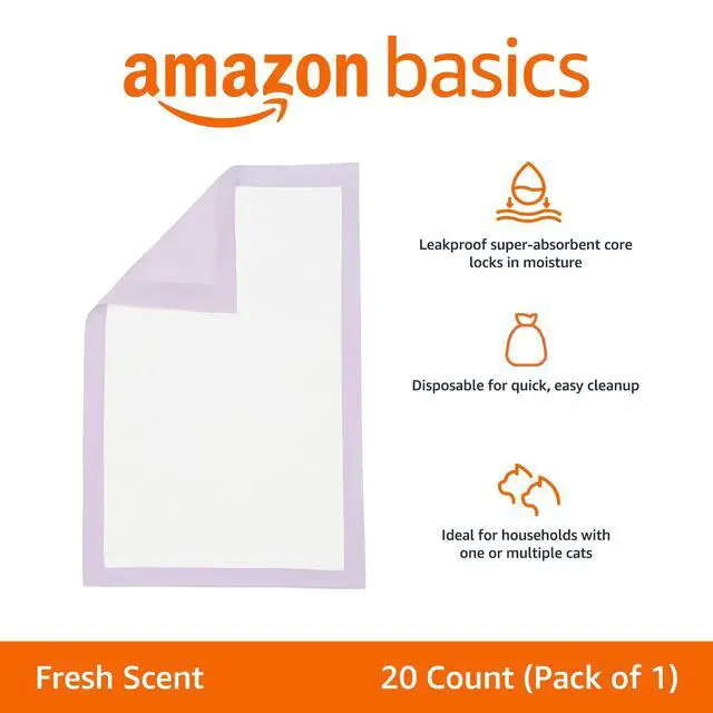 Alt view image 2 of 4 - Cat Litter Pee Pads, Odor Control with Fresh Scent, Super Absorbent, Multi Cat, Disposable, Universal Fit for Litter Box, Purple, 20 Count