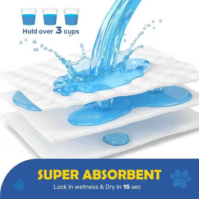 Alt view image 4 of 7 - Super Absorbent Waterproof Dog and Puppy Pet Training Pad, Housebreaking Pet Pad,Blue (17.6"x23.6" (50PCS))