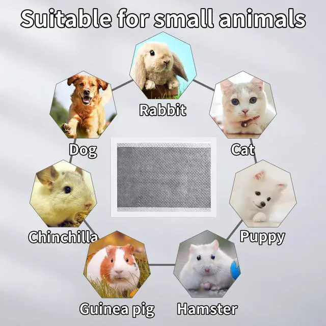 Alt view image 6 of 6 - Rabbit Pee Pads,100 Pieces Disposable Cage Liners Black Carbon Super Absorbent Odor-Control,Bunny Potty Training Pad with Quick-Dry Surface for Cat Puppy Kitten Hamsters Chinchillas