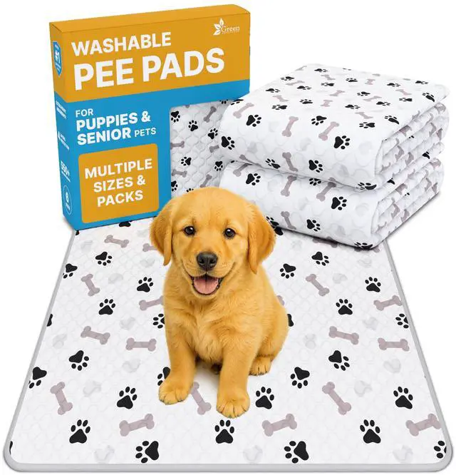 Main image of Washable Pee Pads for Dogs - Waterproof Reusable Puppy Pads with Anti-Slip Backing, Pet Training Pad for Puppy Playpen, Crate, Whelping Box, Potty Training (Pack of 2 - 30x34)