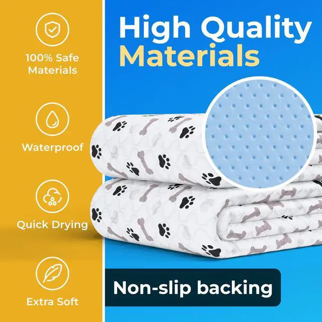 Alt view image 6 of 6 - Washable Pee Pads for Dogs - Waterproof Reusable Puppy Pads with Anti-Slip Backing, Pet Training Pad for Puppy Playpen, Crate, Whelping Box, Potty Training (Pack of 2 - 30x34)
