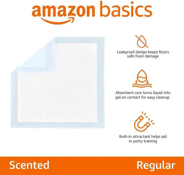 Alt view image 2 of 6 - Scented Dog and Puppy Pee Pads, 5-Layer Leak-Proof Super Absorbent, Quick-Dry Surface for Potty Training, Regular Size 22 x 22 inches, Blue & White, 30 Count