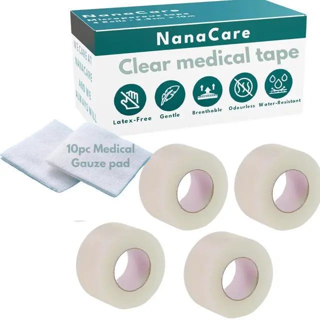 Main image of Clear Medical Tape Waterproof, 4 Rolls - 1 inch x 10 yds