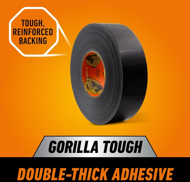 Alt view image 2 of 7 - Heavy Duty Duct Tape, Black, 1.88" x 50 yd, 1-Pack Weather Resistant, Indoor & Outdoor Use, Double-Thick Adhesive, Reinforced Backing, Grips Wood Stone Metal