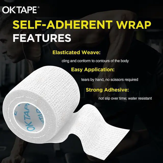 Alt view image 5 of 6 - 12 Rolls Self Adhesive Bandage Wrap, Cohesive Elastic Athletic Tape