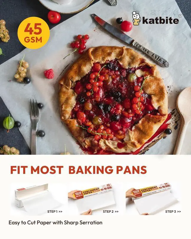 Alt view image 3 of 7 - 15in x 242ft, 300 Sq.Ft Value Pack Parchment Paper Roll for Baking, Parchment Baking Paper with Serrated Cutter, Heavy Duty & Value Pack Roll for Cooking, Air Fryer, Steaming, Bread